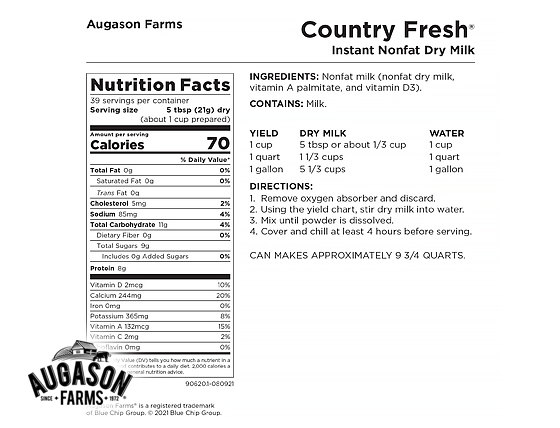 Augason Farms: Country Fresh Real Instant Nonfat Dry Milk Can